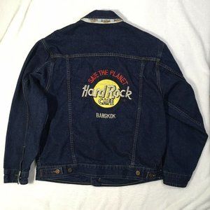 Vintage Hard Rock Cafe Bangkok Denim Jacket Save the Planet Size L